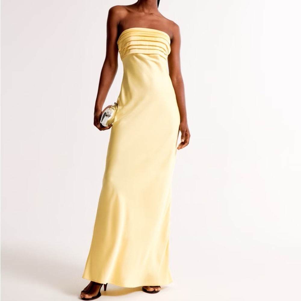 Abercrombie & Fitch Emerson Strapless Slim Yellow Maxi Dress